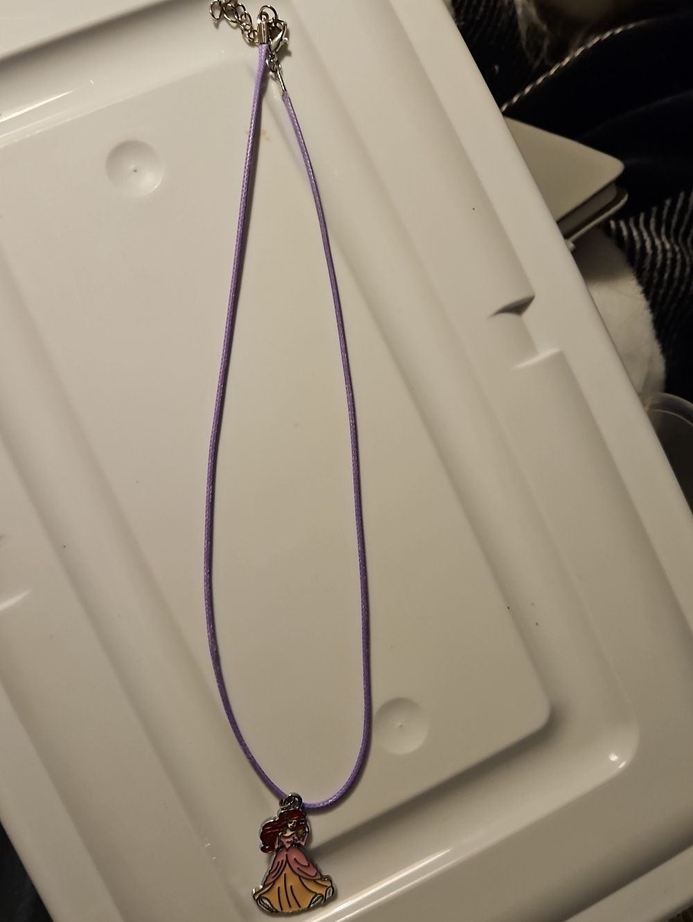 Purple Cord Princess Pendant Necklace - Unbranded